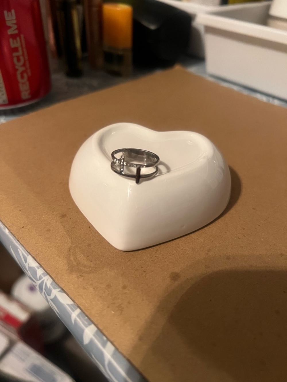 Double Band Cross Ring - white gold plated - Picture 7 of 8